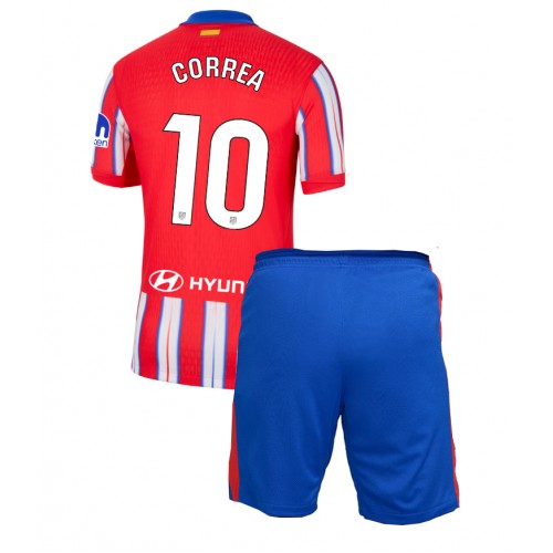 Dětský fotbalový dres Atletico Madrid Angel Correa #10 2024-25 Domácí Krátký Rukáv (+ trenýrky)